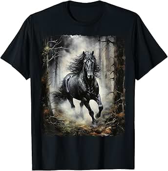 Amazon.com: Beautiful black Horse running through the forest